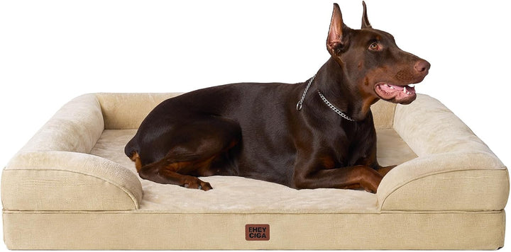 Orthopedic Dog Beds for Extra Large Dogs 44X32Inch, Waterproof Memory Foam XL Pet Bed with Sides, Non-Slip and Egg-Crate Foam Big Dog Couch Bed with Washable Removable Cover, Grey