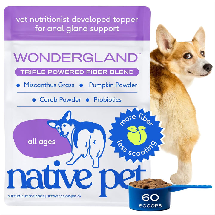 Wondergland - Dog Anal Gland Treatment Using Fiber for Dogs - Prevent Scooting for Dogs Anal Gland Supplement Including Dog Gut Health Probiotics for Anal Gland Support - 30 Scoops