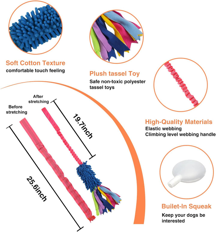 Dog Tug Toy, Dog Toys for Aggressive Chewers - Strong Squeak Rope Toy, Easy to GRAP Chew Toy for Large Dogs, Puppies, Middle Dogs - Ideal for Training and Play, Hand Made