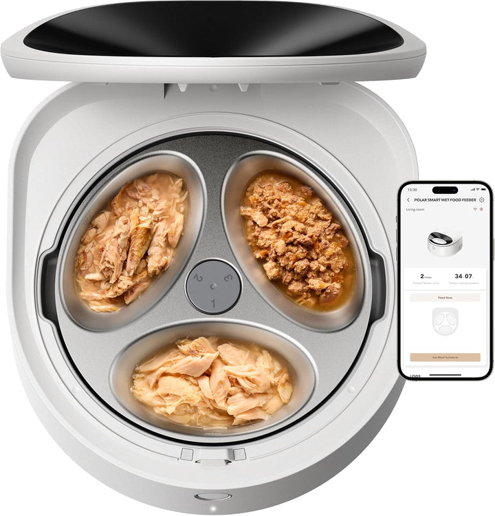 Automatic Cat Feeder Wet Food with Stainless Steel Bowl, Refrigerated Auto Cat Feeder with Semiconductor Cooling, 3 Fresh Meals for 3 Days, App-Controlled Pet Food Dispenser, Easy to Clean
