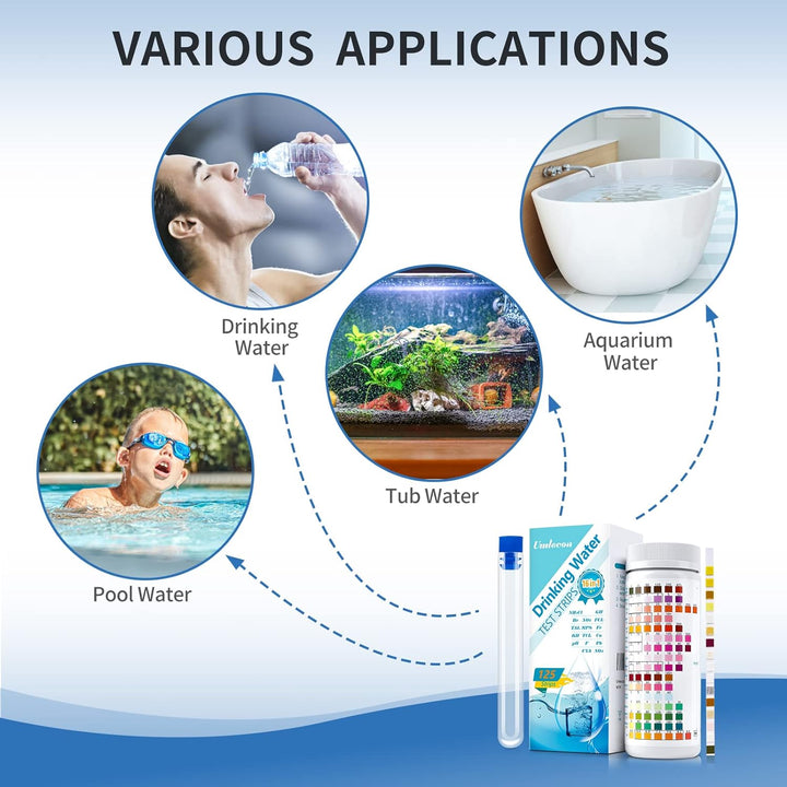 16 in 1 Premium Water Test Kit - 125 Home Water Quality Test Strips for Well and Tap Test Kit - Testing for Ph, Hardness, Chlorine, Lead, Iron, Copper, Nitrate, Nitrite, Etc