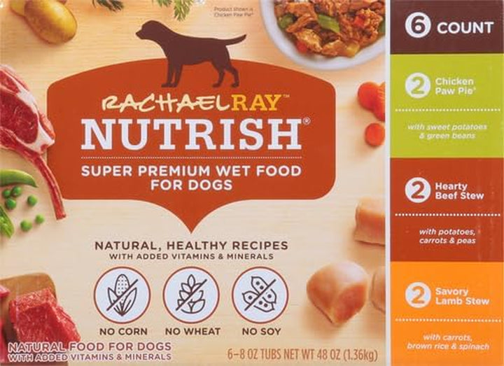 Rachael Ray  Premium Natural Wet Dog Food, Savory Favorites Variety Pack, 8 Ounce Tub (Pack of 6)