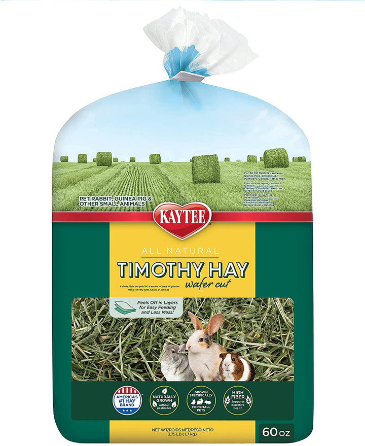 Wafer Cut All Natural Timothy Hay for Pet Guinea Pigs, Rabbits & Other Small Animals, 60 Ounce