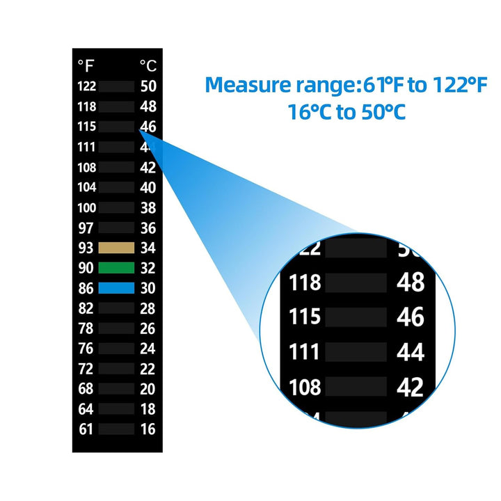 3PCS Aquarium Thermometer Strip 61-122℉(15-50°C), Easy-To-Read Fish Tank Thermometer Stick on Aquarium Test Strips for Aquarium Fish Tank, Adhesive Temperature Sticker Display for Brewing Aquarium