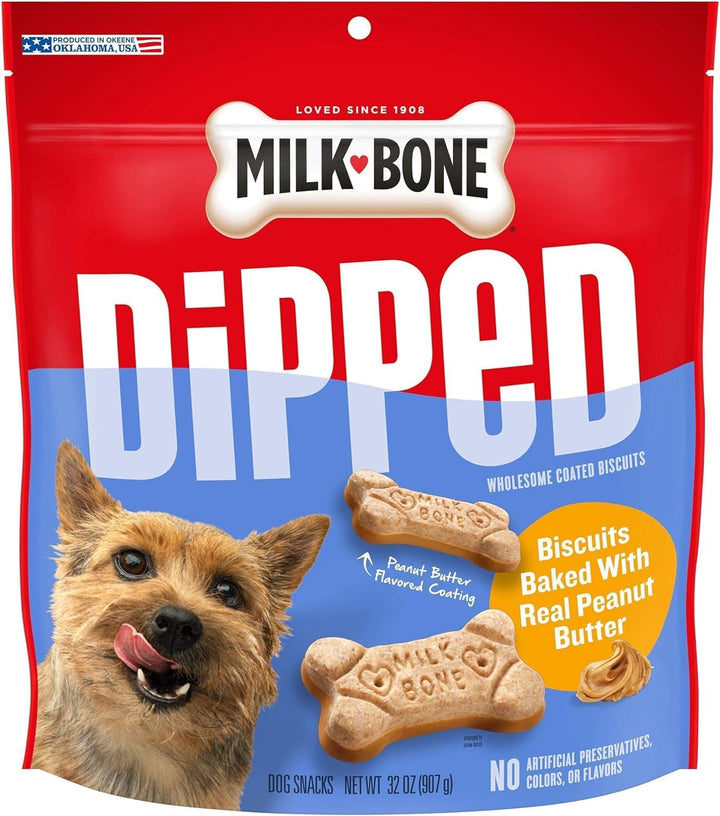 Dipped Dog Treat Biscuits Baked with Real Peanut Butter, 32 Ounce (Pack of 2)