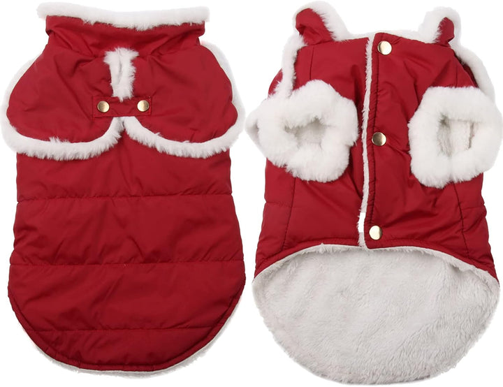 2 Layers Fleece Lined Warm Dog Jacket for Puppy Winter Cold Weather,Soft Windproof Small Dog Coat,Green S