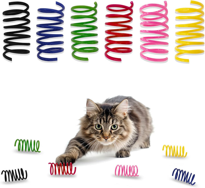 Cat Spring Toys, 30 Pack Cat Spiral Springs for Indoor Cats, Colorful & Durable Plastic Spring Coils Attract to Swat, Bite, Hunt, Interactive Toys for Kittens