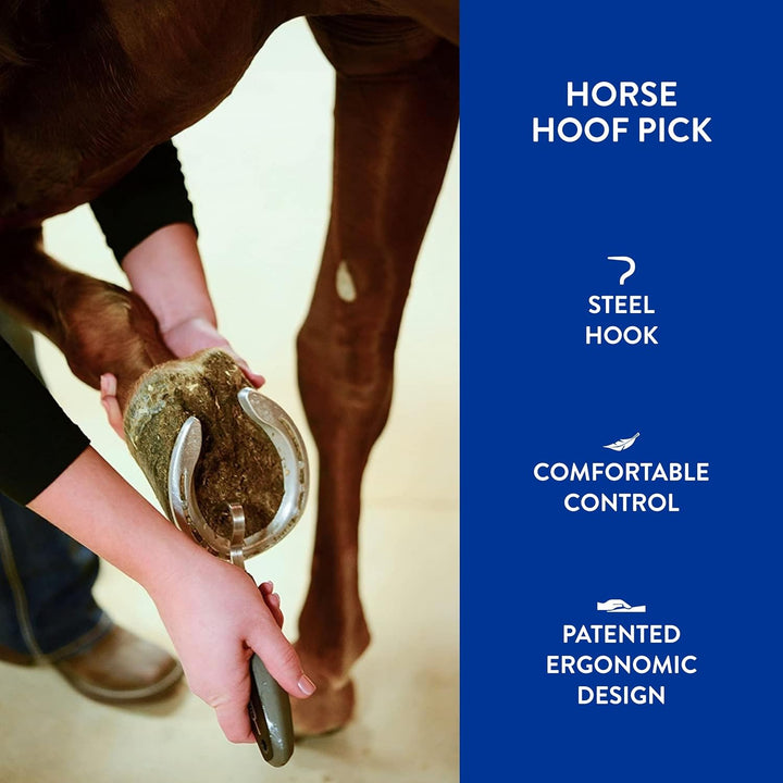 Professional Animal Equine Grooming Horse Hoof Pick (#858710) - Horse Hoof Pick for Grooming - Ergonomic, Comfort Rubber Handle - Horse Cleaning Tool - Black