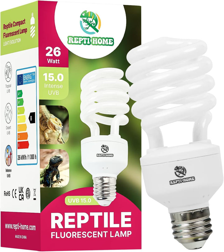UVB Reptile Light 5.0, 13W Tropical and Sub-Tropical UVA UVB Bulb for Reptiles, Tropical Terrarium Compact Fluorescent Lamp, Reptile UVB Light Bulb for Chameleons, Iguanas and Turtles
