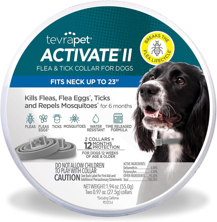 Activate II Flea and Tick Collar for Dogs, 12 Months Prevention, 2 Count, for Medium and Large Dogs