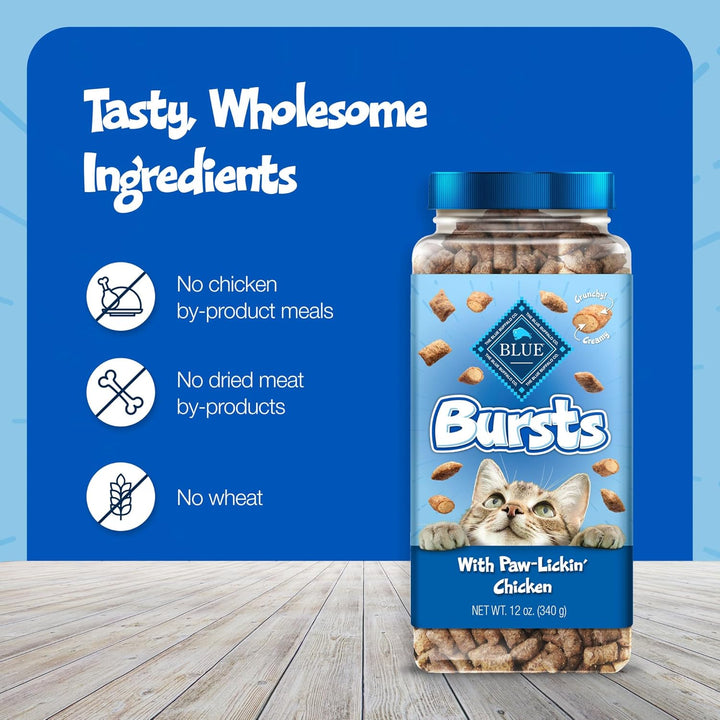 Bursts Crunchy & Creamy Cat Treats, Great for Training, Paw-Lickin' Chicken, 5-Oz Bag
