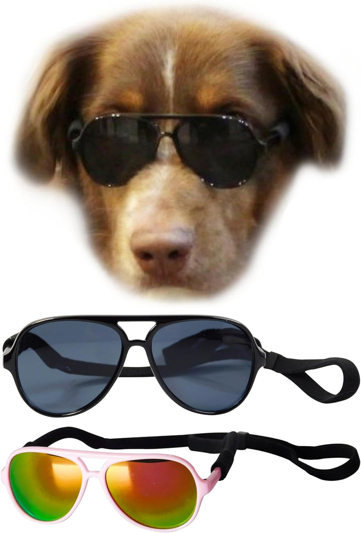 G010 Dog Pet Costume Aviator Sunglasses for Medium Breeds 20-40 Lbs (Black)