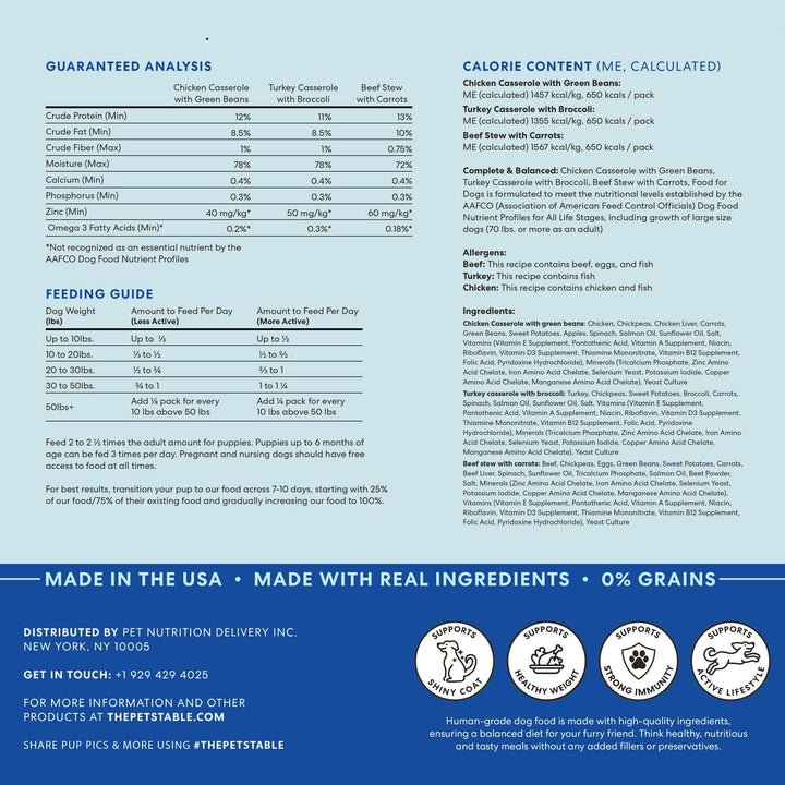 Human-Grade Variety Pack Fresh Dog Food, Complete Meal or Dog Food Topper, 6 Count of 15 to 17-Oz Pouches, 5.9Lbs