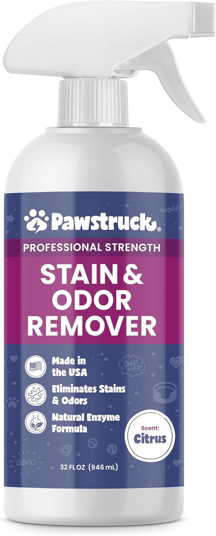 Professional Strength Pet Stain & Odor Remover - Natural Enzyme Cleaning Solution for Dogs & Cats - Safe and Effective Smell Eliminator - 32 Oz - Packaging May Vary