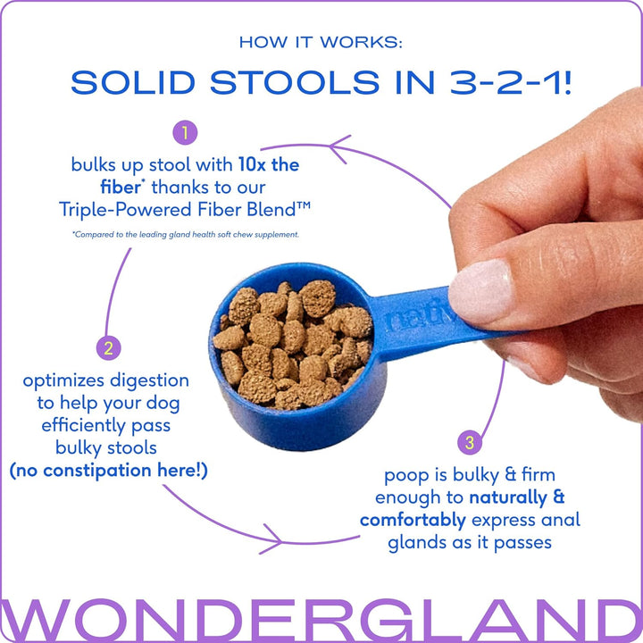 Wondergland - Dog Anal Gland Treatment Using Fiber for Dogs - Prevent Scooting for Dogs Anal Gland Supplement Including Dog Gut Health Probiotics for Anal Gland Support - 30 Scoops