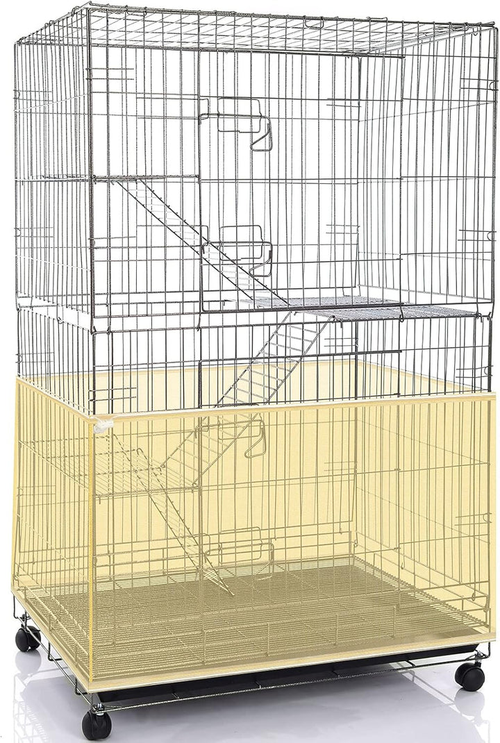 Large Bird Cage Seed Catcher,Bird Cage Cover Net Skirt Guard,Adjustable Soft Airy Mesh Net for Parrot Parakeet Macaw(118 X 15 Inch/ 300 X 37 Cm,Black)
