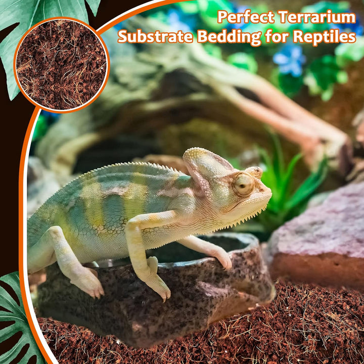 2 Pack Natural Coconut Fiber Substrate for Reptile- Premium Compressed Coconut Husk Terrarium Bedding for Reptile, Tortoise, Frogs, Snakes Hermit Crabs, Burrowing Animals