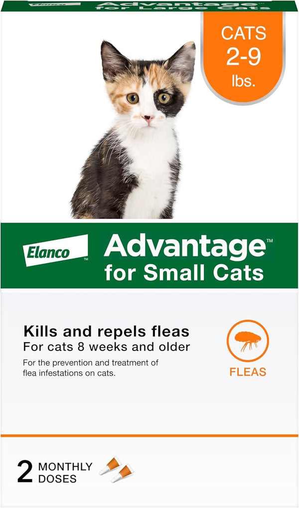 Topical Cat Flea Treatment and Prevention for Small Cats 2-9 Lbs. | Apply Flea Drops Monthly | 2 Treatments