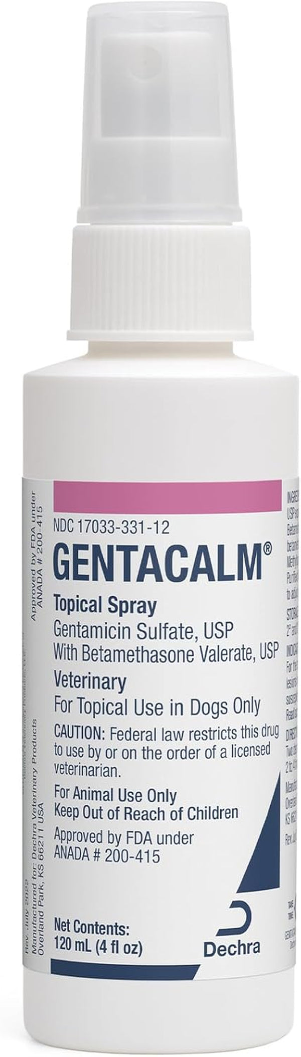 ® Topical Spray (Gentamicin Sulfate, USP with Betamethasone Valerate, USP) 120 Ml Spray Bottle for Dogs