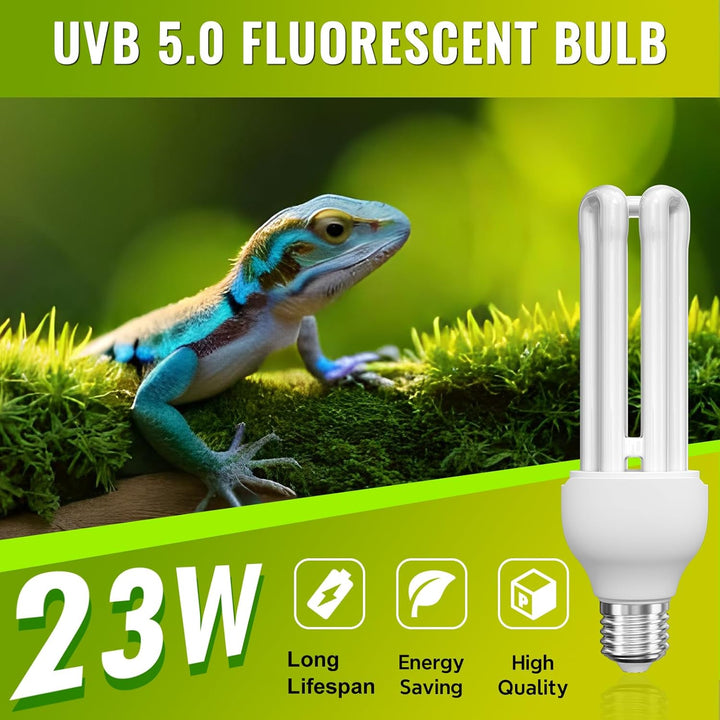 UVB 5.0 Bulb for Birds Compact Fluorescent Light Bulb E26, UVB 5.0 Bird Light Bulb Compact UVB Lamp Bird Cage UVB Light for Captive Birds, Reptiles