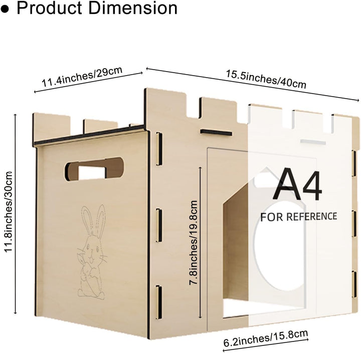 Large Sturdy Bunny House with Spacious Balcony Hidey Detachable Playhouse for Rabbit Hideout Castle Tower Toys for Indoor Bunnies Guinea Pig Hamster Chinchilla Gerbil