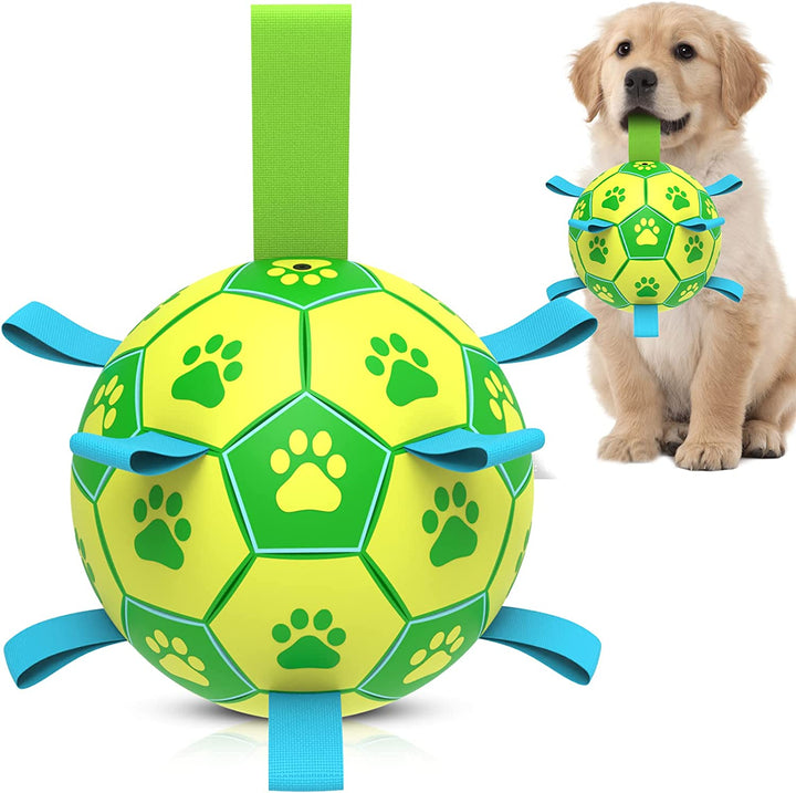 Premium Dog Toys Balls, Dog Soccer Ball with Straps, Dog Birthday Gifts, Herding Ball, Durable Balls for Small Medium Pet, Puppy Outdoor Toy, Pet Training Soccer Ball, World Cup Soccer (6 Inch)