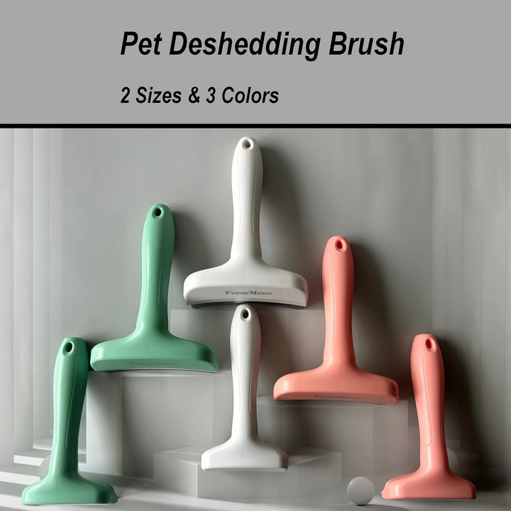 Pet Deshedding Tool with Curve Blade, Cat Grooming Brush, Tight V-Shaped Teeth Shedding Comb for Cats and Dogs (Green, Small)