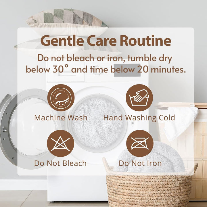 Small Dog & Cat Beds for Indoor Cats, Donut Cuddler Warming Soft Dog Beds with Anti-Slip Bottom, round Calming Fluffy Plush Faux Fur Cushion Bed for Small Medium Dogs (20", Smoke Grey)