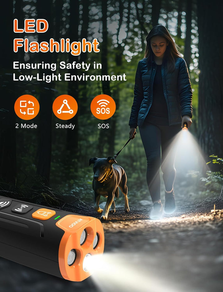 Dog Bark Deterrent Device - Ultrasonic Anti-Barking Devices with 3X Sonic Emitters, up to 50FT Long Range & Rechargeable Bark Control - Safe for Dogs Training - Indoor & Outdoor (Black)