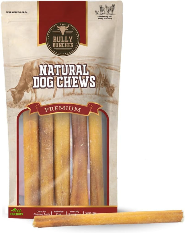 Premium 6 Inch Standard Odor-Free Bully Sticks for Small to Medium Dogs & Puppies - Long Lasting Chews for Oral Care - All Natural, 100% Beef Dog Treats, Rawhide Free (5 Pack)