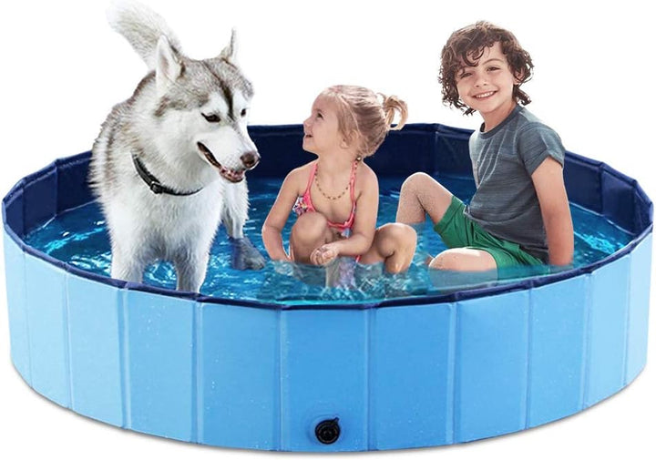 Foldable Dog Pet Bath Pool Collapsible Dog Pet Pool Bathing Tub Kiddie Pool Doggie Wading Pool for Puppy Small Medium Large Dogs Cats and Kids 48" Blue