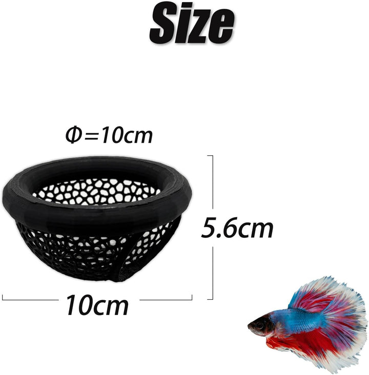 Aquarium Floating Betta Fish Skins, Betta or Shrimp Feeder, Cave and Hammock, Small Fish Feeding Rings, Aquarium Hiding Feeding Decorative Accessories (Black)