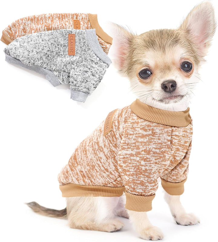 2 Pieces Dog Sweaters for Small Dogs Fall Winter Dog Clothes Female Fleece Puppy Sweater Warm Thick Outfit Pet Small Dog Sweater for Boy Girl Dogs,Xxs