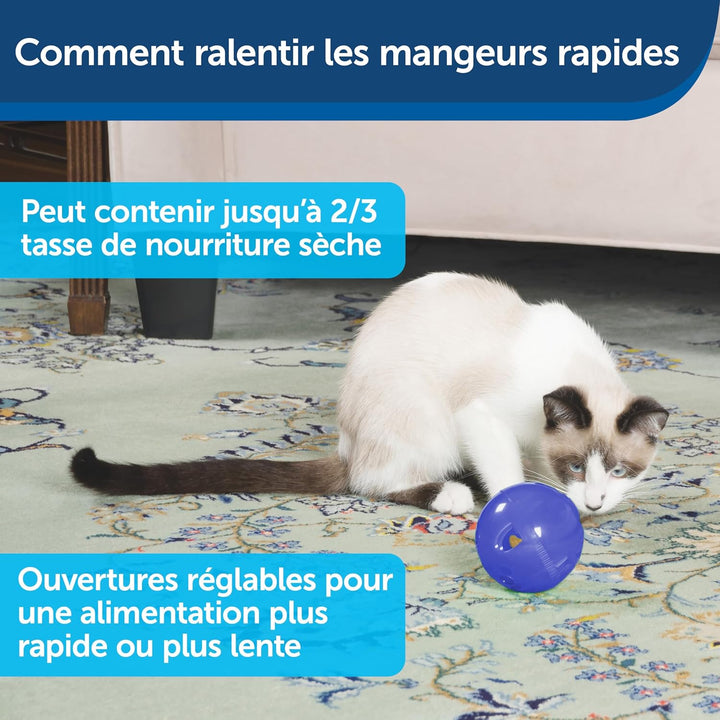 Slimcat Interactive Feeder - Combines Play with Mealtime - Adjustable Portions - Bpa-Free Plastic - Slow Feeder for Digestion - Lightweight, Dishwasher-Safe Toy - Blue