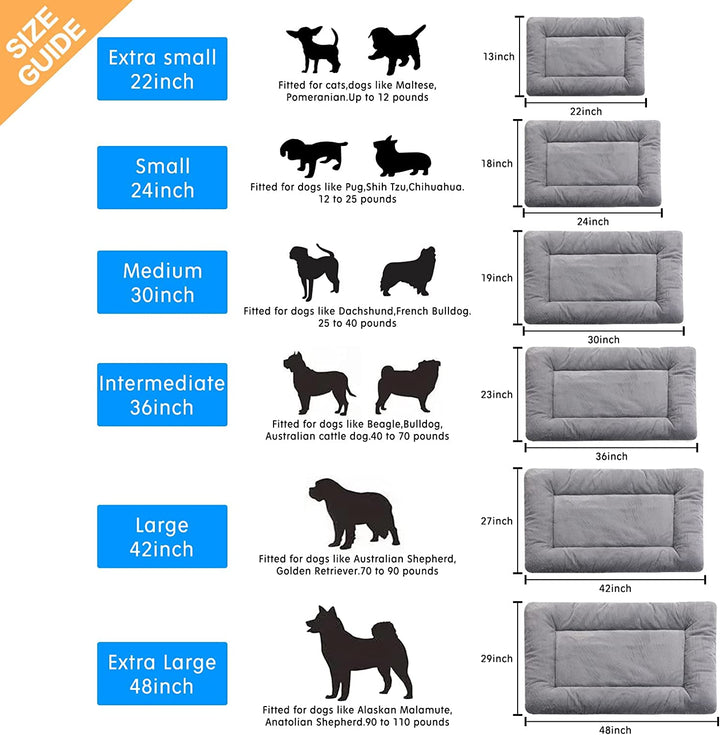 Dog Beds Crate Pad for Medium/Large Dogs Fit Metal,Ultra Soft, Washable & Anti-Slip Kennel Pad for Dogs Cozy Sleeping Mat,Gray 36Inch