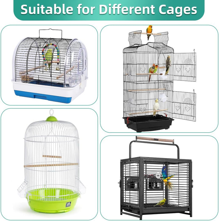 Bird Cage Seed Catcher, Seed Catcher Guard Net Cover, Parrot Nylon Mesh Net Cover, Universal Soft Airy Cage Net Stretchy Skirt for round Square Cages (Star-White, 15.7" X87")