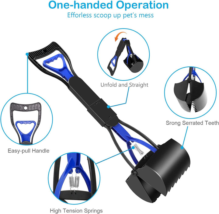 Pooper Scooper for Large Small Dogs, Folding Dog Poop Scooper, Durable Spring and Premium Materials，Easy to Use for Grass, Dirt, Gravel Pick up Shovel