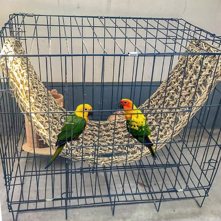 Bird Seagrass Mat 30" × 7" Parrot Natural Grass Woven Net Hammock Parakeet Climbing Rope Ladder Mat Chew Toys Cage Accessories for Pigeon Macaw Cockatiel Conure Budgie Cockatoo Rat Bearded Dragon
