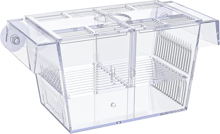 Aquarium Fish Breeding Box Acrylic Hatchery Incubator Tank with Suction Cups Medium Isolation Box for Baby Fish Shrimp Betta and Guppy