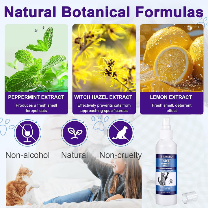 Cat Deterrent Spray - Natural Cat Repellent Spray for Furniture, Safe Indoor & Outdoor Training Aid for Urine Marking & Anti-Scratch (200 ML)