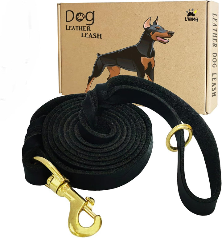 Leather Dog Leash 6Ft X 3/4 Inch, Heavy Duty Genuine Leather Braided Dog Training Leash, Soft and Strong Pet Lead for Large, Medium, Small Dogs