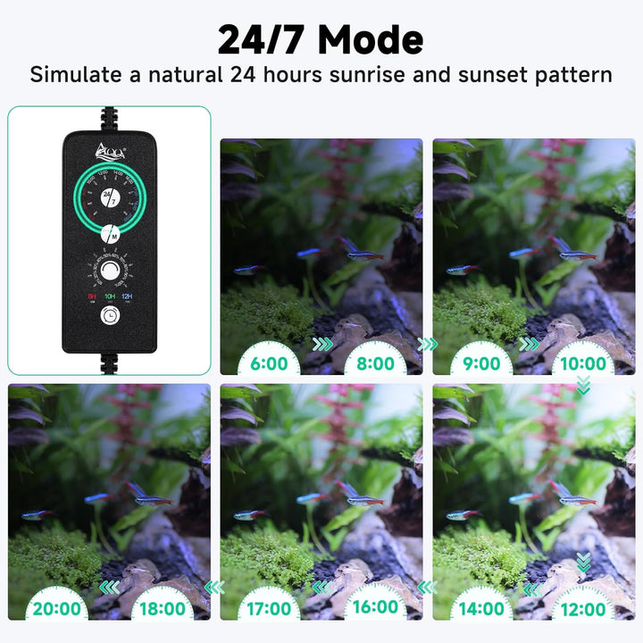 LED Aquarium Light, 24/7 Mode IP68 Waterproof Extendable Bracket Fish Tank Light, DIY Mode Full Spectrum Aquarium Plant Light, Adjustable Timer/Brightness Memory Function for 24-32 Inch Fish Tank