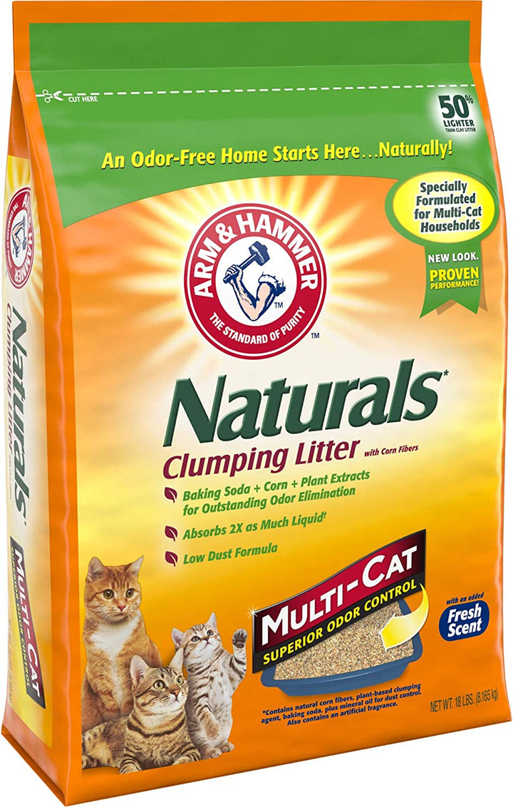 Naturals Clumping Cat , Litter Odor Control, Multi Cat Litter, 18 Lb. Bag
