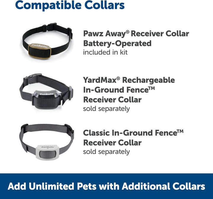 Pawz Away Indoor Pet Barrier - Battery-Operated Indoor Invisible Containment Area with Adjustable Compatible Collar - Easy Setup for Furniture Protection