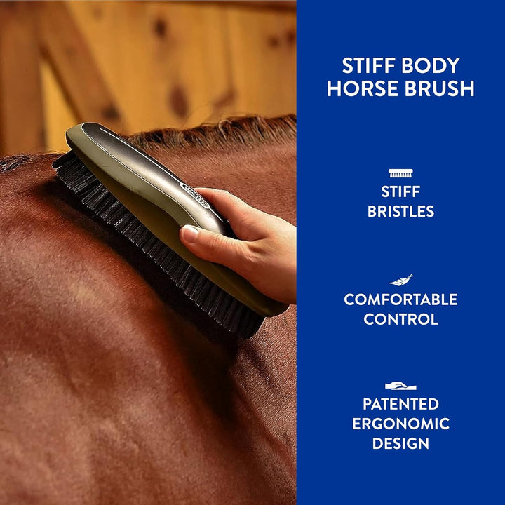Professional Animal Equine Grooming Stiff Body Horse Brush, Black (#858705)