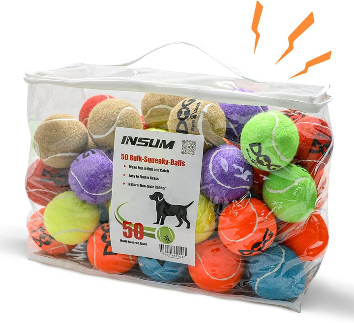 Tennis Balls for Dogs - 12 Pack 2.5'' Durable Non-Toxic Outdoor Dog Toys Balls with Mesh Bag, SGS Certified, Colorful Fetch Toys, Medium Large Breeds (Non Squeaky)