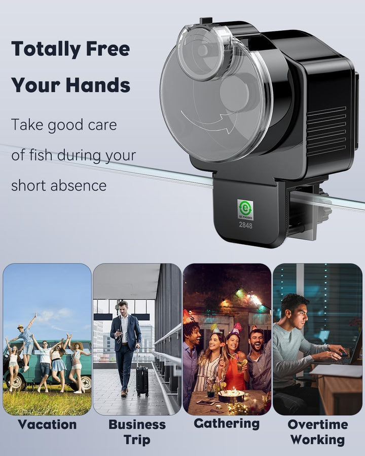 Automatic Fish Feeder for Aquarium, Auto Vacation Timer for Tank 60 Ml Adjustable Fish Food Dispenser for Pellets Strips, Battery Operated (Battery Not Included)