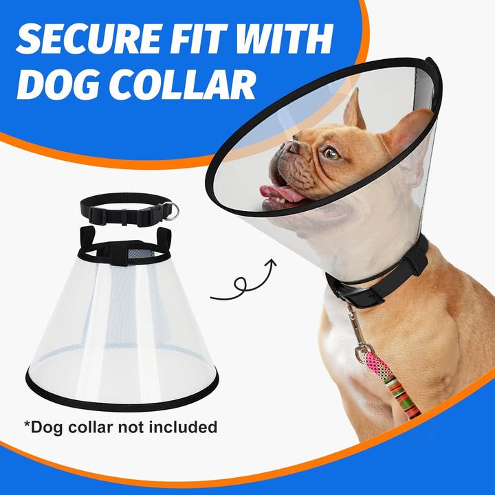 Dog Cone Collar Adjustable after Surgery, Comfortable Pet Recovery Collar & Cone for Large Medium Small Dogs, Elizabethan Dog Neck Collar Plastic Practical