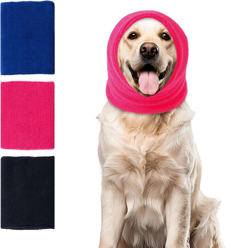 Dog Ear Muffs Noise Protection, Dog Calming Hoodie Cat Anxiety Relief Ear Wrap, Double Layer Thickened Soft Elastic Neck Head Cover Noise Cancelling for Grooming,Force Drying,Fireworks (Blue, Small)