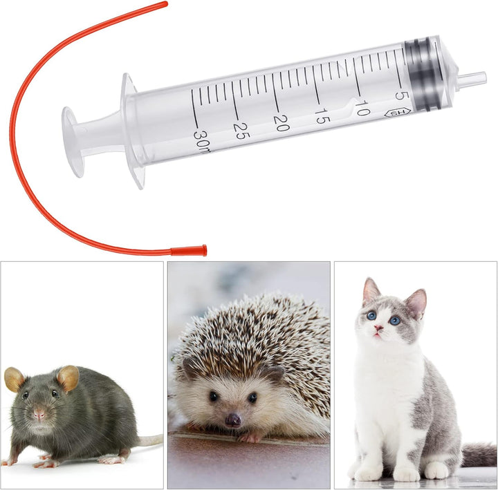 3 Sets Puppy Kitten Feeding Tube Kit Includes 3 Pcs 8 FR Red Rubber Feeding Tubes and 3 Pcs 30 Ml Clear Feeding Syringe Kitten Syringe Feeding Supplies Feeding Tube Syringes Tool for Small Animals